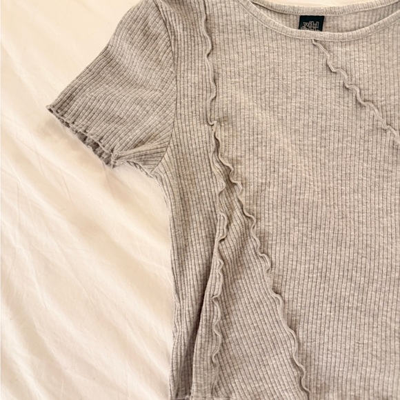 Gray Ribbed Ruffle Baby Tee - Picture 2 of 3